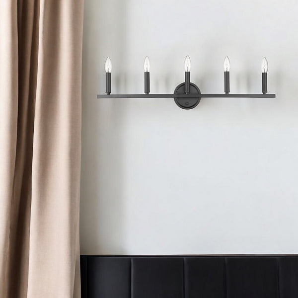 Homeroots Sawyer 5-light Matte Black Vanity   398442