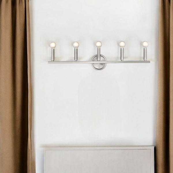 Homeroots Sawyer 5-light Satin Nickel Vanity   398443