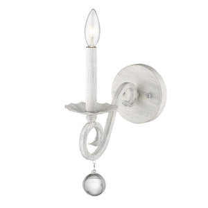 Homeroots Modern Farmhouse Rustic White And Crystal Wall Sconce   398444