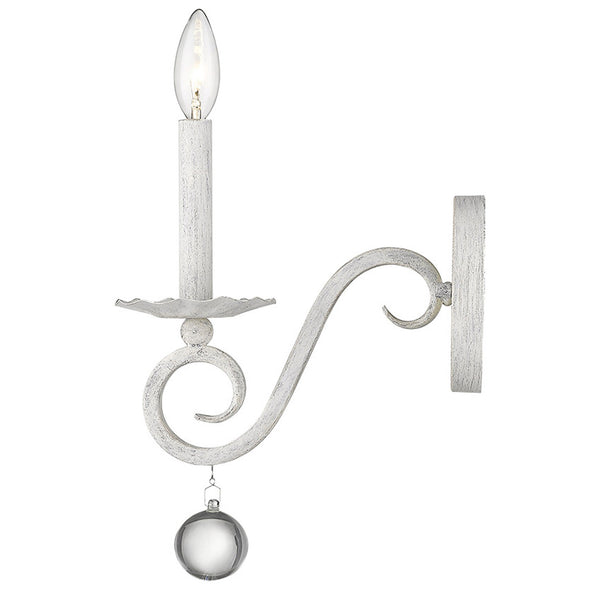 Homeroots Modern Farmhouse Rustic White And Crystal Wall Sconce   398444