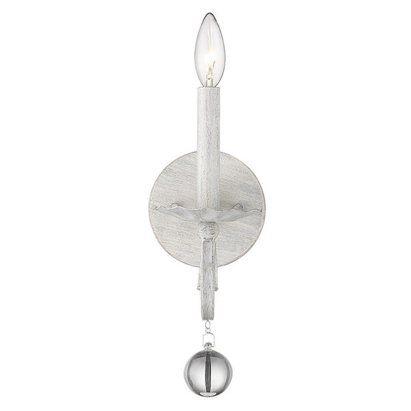 Homeroots Modern Farmhouse Rustic White And Crystal Wall Sconce   398444