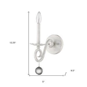 Homeroots Modern Farmhouse Rustic White And Crystal Wall Sconce   398444