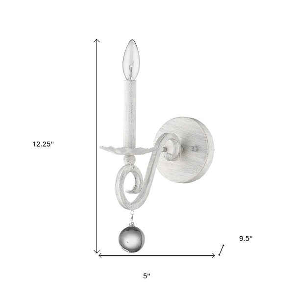 Homeroots Modern Farmhouse Rustic White And Crystal Wall Sconce   398444