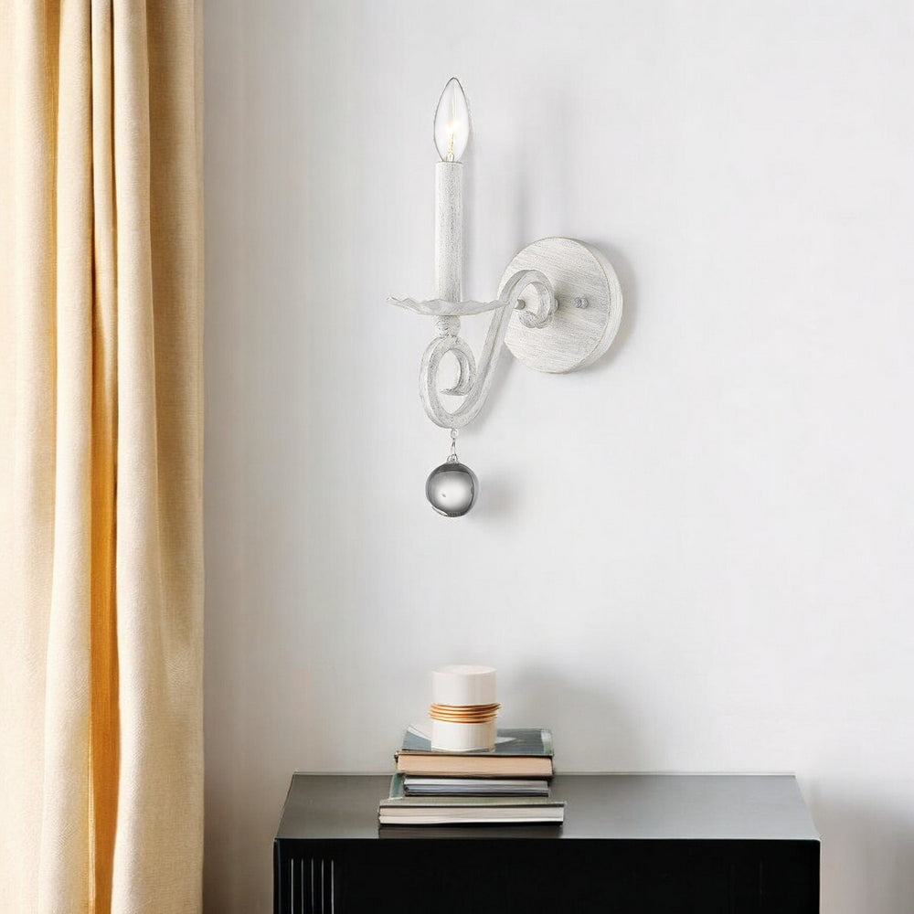 Homeroots Modern Farmhouse Rustic White And Crystal Wall Sconce   398444