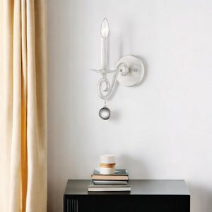 Homeroots Modern Farmhouse Rustic White And Crystal Wall Sconce   398444