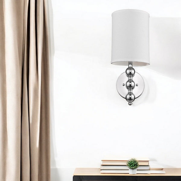 Homeroots Silver Chrome Wall Light With Linen Fabric Shade  Chrome 398449
