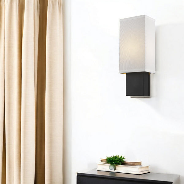 Homeroots Rectangular Wall Sconce With Linen Fabric Shade   398450