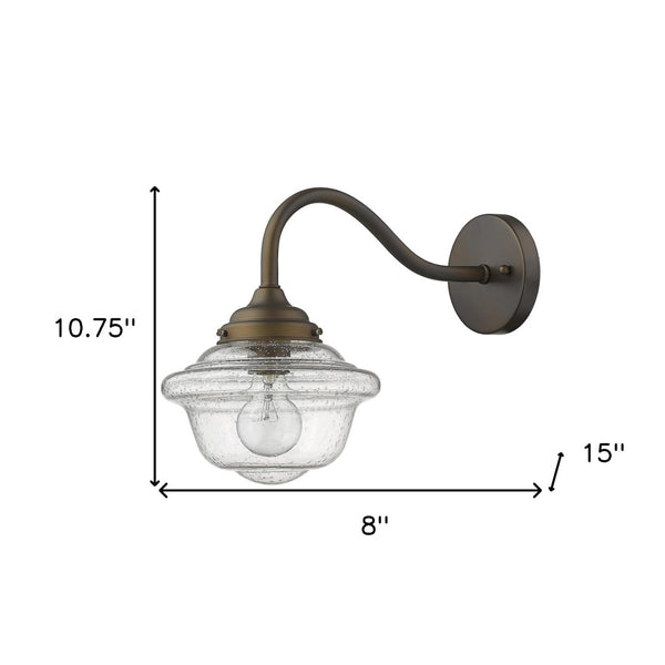 HomeRoots Burnished Bronze Vintage Schoolhouse Wall Light - Timeless Outdoor Illumination for Any Space 398460