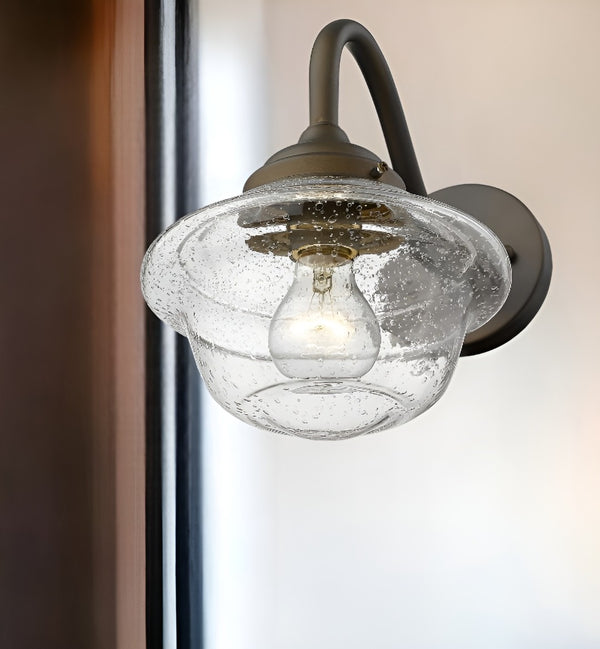 HomeRoots Burnished Bronze Vintage Schoolhouse Wall Light - Timeless Outdoor Illumination for Any Space 398460