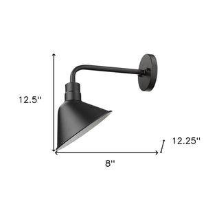 Homeroots Wide Shade Matte Black Led Wall Light   398461