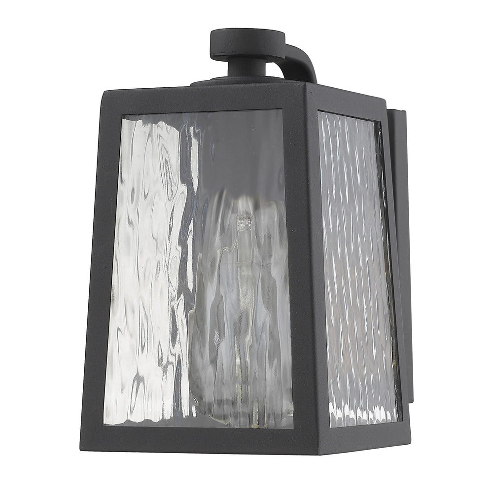 Homeroots Matte Black Glass Panels Outdoor Wall Light   398476