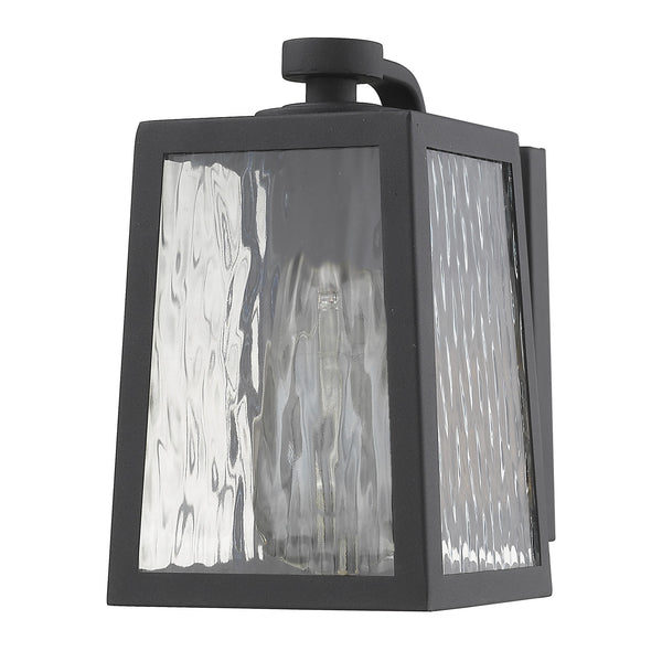 Homeroots Matte Black Glass Panels Outdoor Wall Light   398476