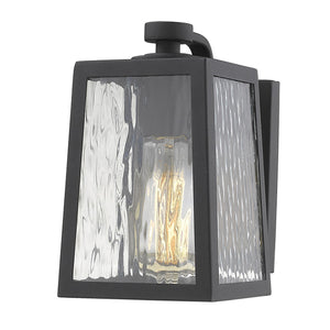 Homeroots Matte Black Glass Panels Outdoor Wall Light   398476