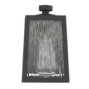 Homeroots Matte Black Glass Panels Outdoor Wall Light   398476