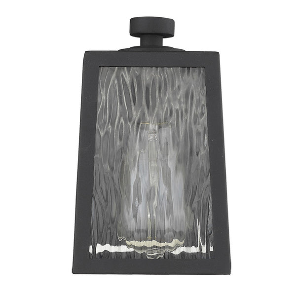 Homeroots Matte Black Glass Panels Outdoor Wall Light   398476