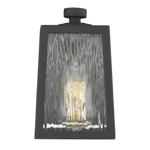 Homeroots Matte Black Glass Panels Outdoor Wall Light   398476