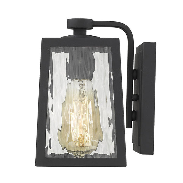 Homeroots Matte Black Glass Panels Outdoor Wall Light   398476
