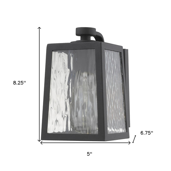 Homeroots Matte Black Glass Panels Outdoor Wall Light   398476
