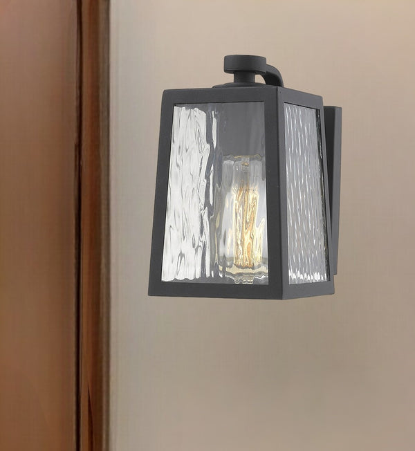 Homeroots Matte Black Glass Panels Outdoor Wall Light   398476
