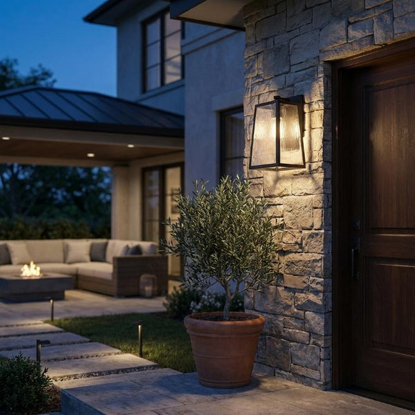 Black Seeded Glass Dimmable Outdoor Pendant Light for Patio and Entryway Decor