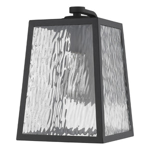 HomeRoots Black Seeded Glass Dimmable Outdoor Pendant Light for Patio and Entryway Decor 398477