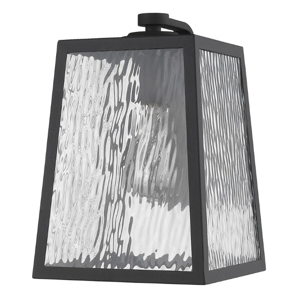 HomeRoots Black Seeded Glass Dimmable Outdoor Pendant Light for Patio and Entryway Decor 398477