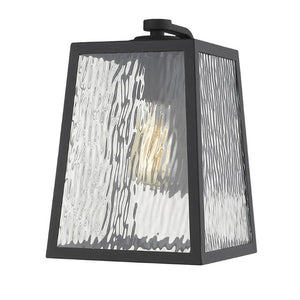 Black Seeded Glass Dimmable Outdoor Pendant Light for Patio and Entryway Decor