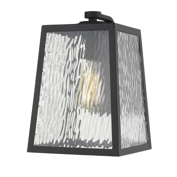 Black Seeded Glass Dimmable Outdoor Pendant Light for Patio and Entryway Decor