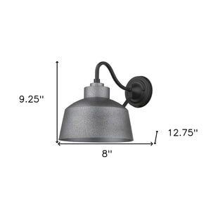 Homeroots Pebbled Gray Bowl Shape Outdoor Wall Light   398478