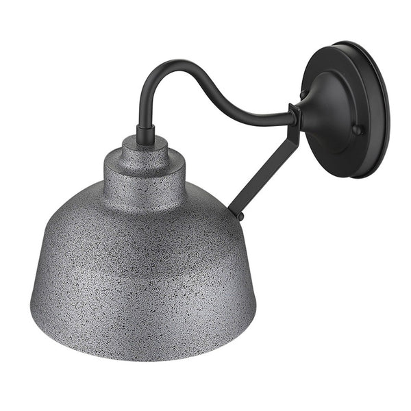 HomeRoots Barnes 1-Light Gray Wall Light - Vintage 1920s Barn-Style Fixture for Outdoor Elegance & Charm 398479