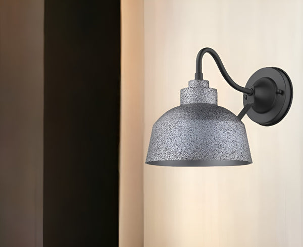 HomeRoots Barnes 1-Light Gray Wall Light - Vintage 1920s Barn-Style Fixture for Outdoor Elegance & Charm 398479