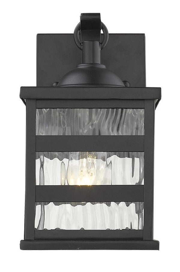 HomeRoots Glass Panel Matte Black Cage Fixture for Outdoor Entryways and Patio Spaces 398480