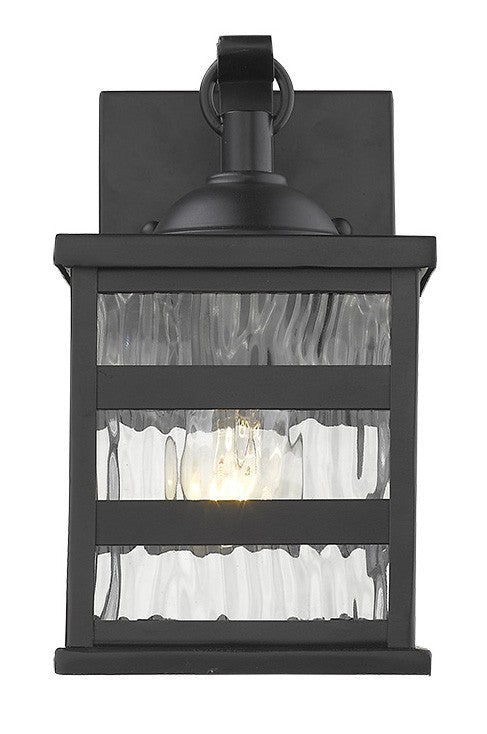 Homeroots Glass Panel Matte Black Outdoor Cage Light   398480