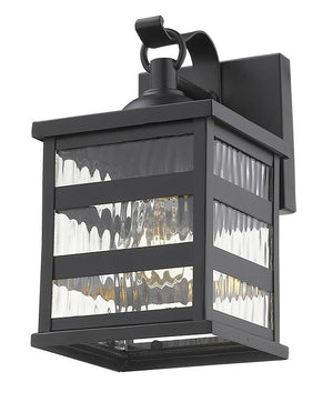 Homeroots Glass Panel Matte Black Outdoor Cage Light   398480