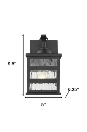 Homeroots Glass Panel Matte Black Outdoor Cage Light   398480