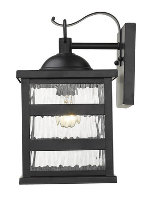 Homeroots Glass Panel Matte Black Outdoor Hanging Light   398481