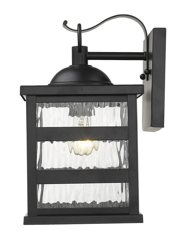 Homeroots Glass Panel Matte Black Outdoor Hanging Light   398481