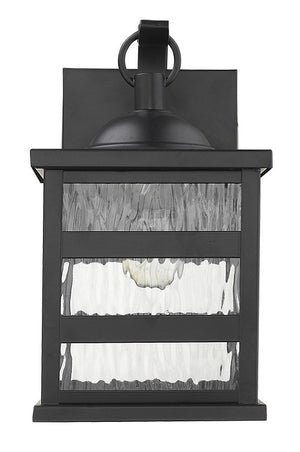 Homeroots Glass Panel Matte Black Outdoor Hanging Light   398481