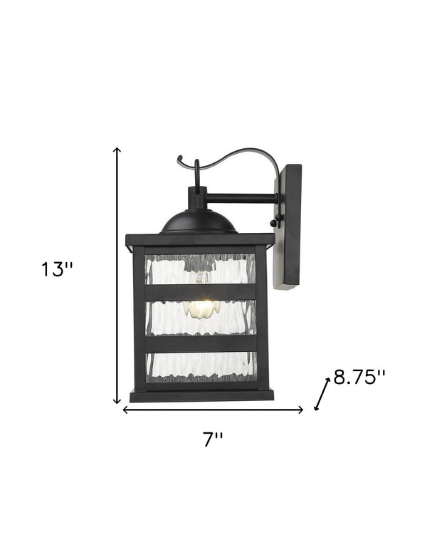 Homeroots Glass Panel Matte Black Outdoor Hanging Light   398481