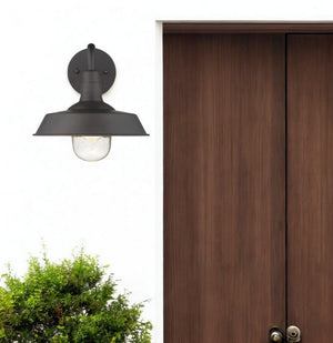 Homeroots Antique Bronze Shallow Plate Shape Wall Light   398487