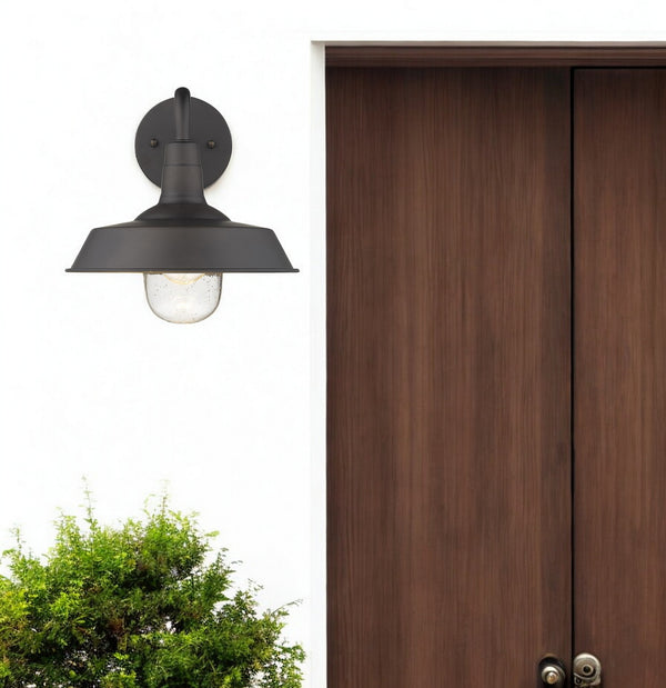 Homeroots Antique Bronze Shallow Plate Shape Wall Light   398487