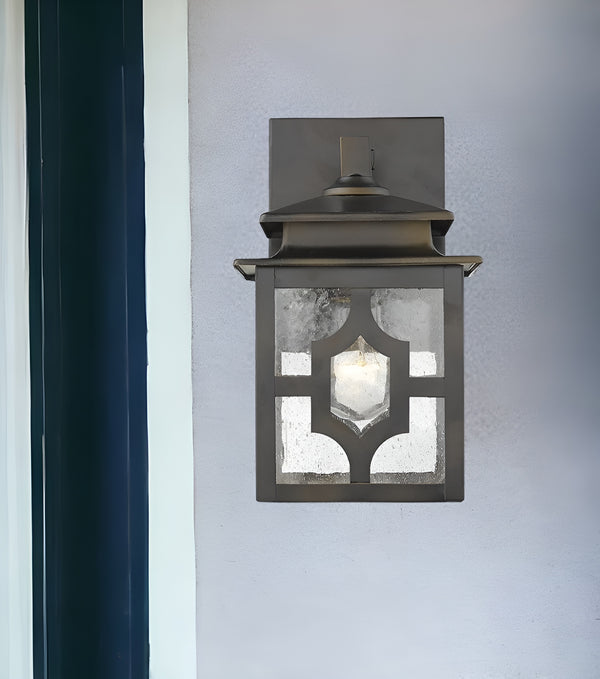 Homeroots Antique Bronze Outdoor Lantern Wall Light   398494