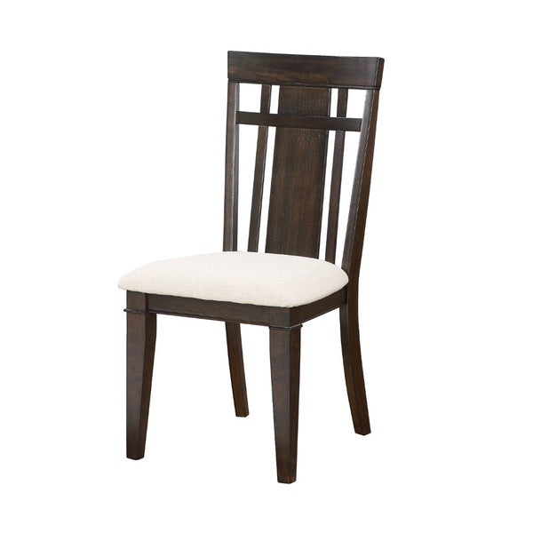 English Elm Dark Brown Oak Expandable Dining Set Arts and Crafts Style with Beige Upholstered Seats B011S00987