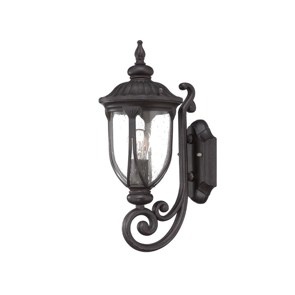 Homeroots Black Cast Aluminum Glass Lantern Wall Light   398509