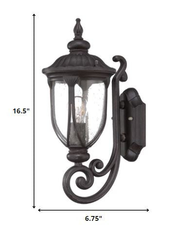 Homeroots Black Cast Aluminum Glass Lantern Wall Light   398509