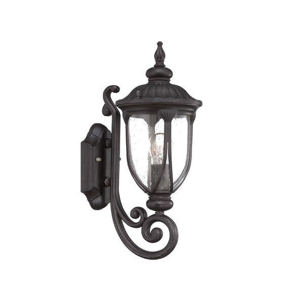 Homeroots Black Cast Aluminum Glass Lantern Wall Light   398509