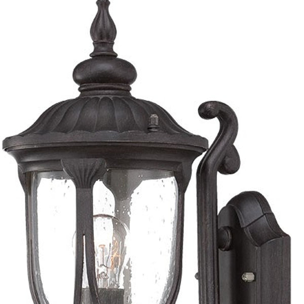 Homeroots Black Cast Aluminum Glass Lantern Wall Light   398509