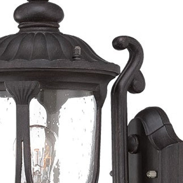 Homeroots Black Cast Aluminum Glass Lantern Wall Light   398509