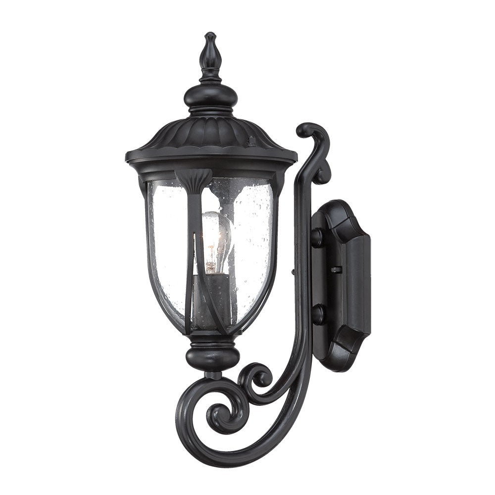 Homeroots Matte Black Cast Aluminum Glass Lantern Wall Light   398510