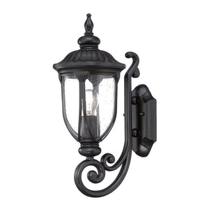 Homeroots Matte Black Cast Aluminum Glass Lantern Wall Light   398510